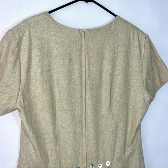 Vintage Betsy's Things Linen Dress Womens 80s 90s Pearl Buttons Lined sz 14 - Picture 7 of 15